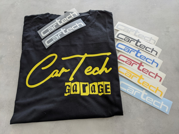 CarTech Bundle T-Shirt Gelb + Sticker