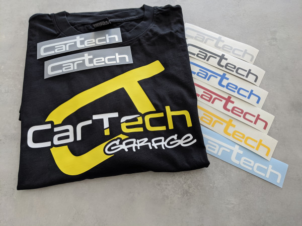 CarTech Bundle T-Shirt Weiß/Gelb + Sticker