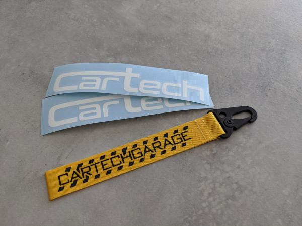 CarTech Bundle 2x Weiße Sticker + Schlüsselanhänger