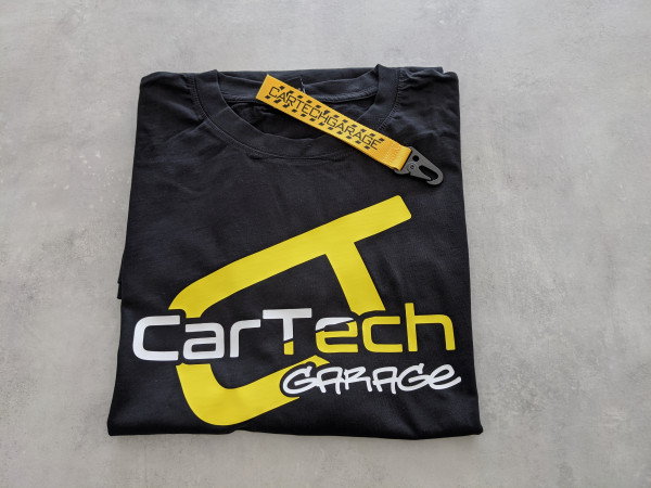 CarTech Bundle T-Shirt Weiß/Gelb + Schlüsselanhänger